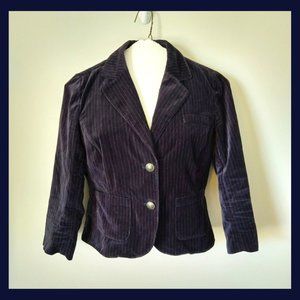 Cropped Velvet Blazer- Navy Pinstripe, sz Medium